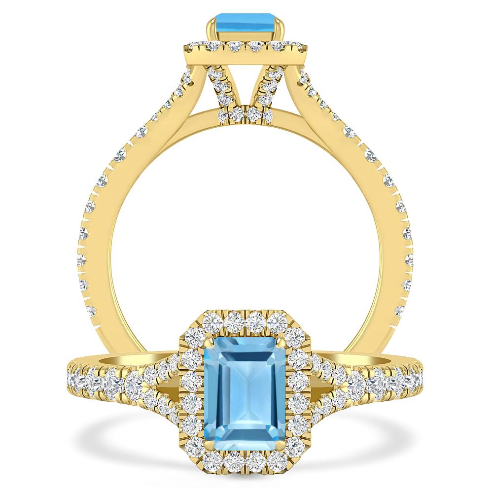 Yellow Gold - Blue Topaz