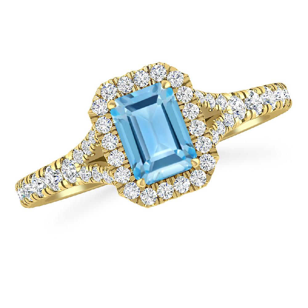 Yellow Gold - Blue Topaz