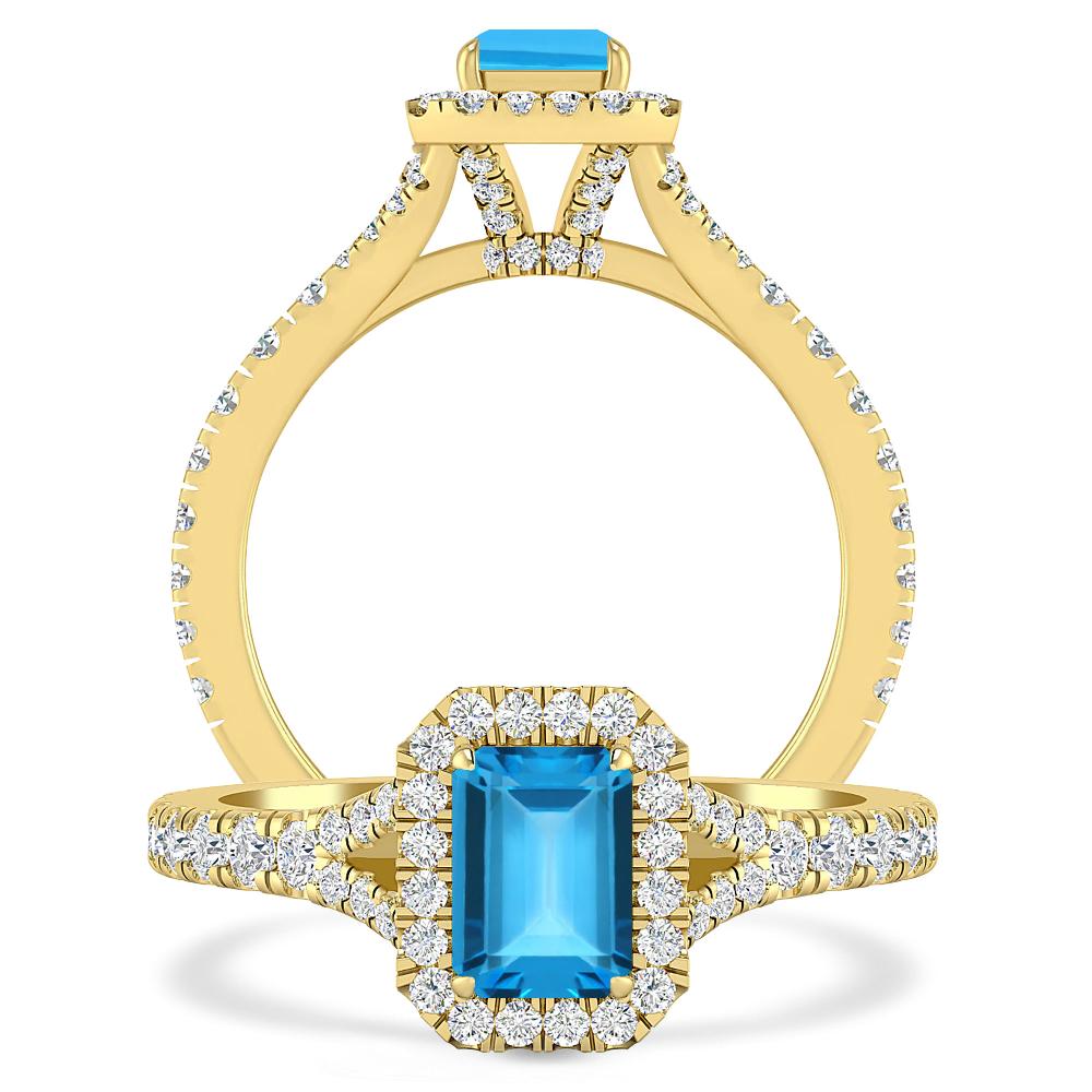 Yellow Gold - Blue Topaz