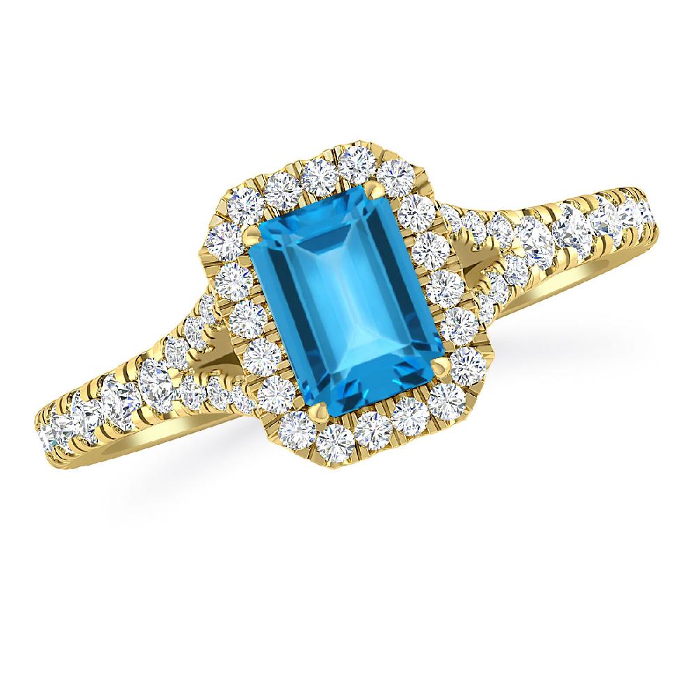 Yellow Gold - Blue Topaz