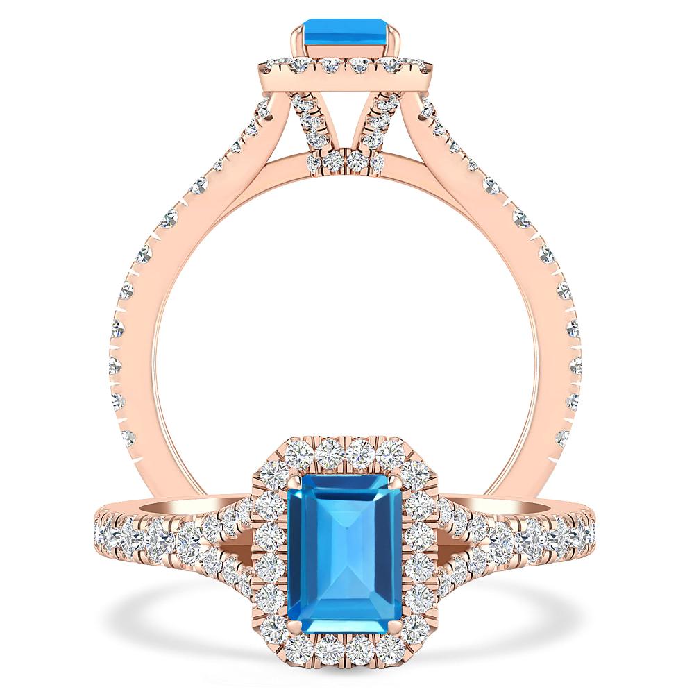 Rose Gold - Blue Topaz