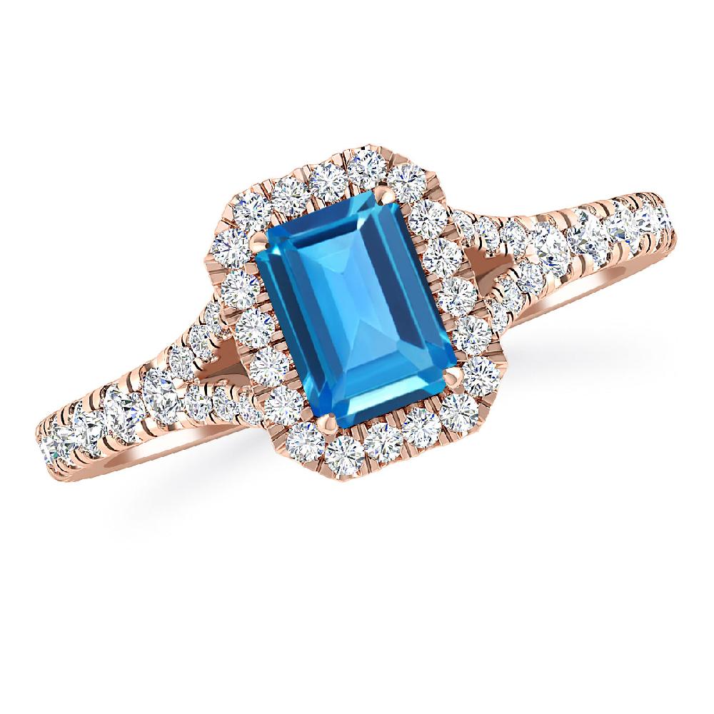 Rose Gold - Blue Topaz