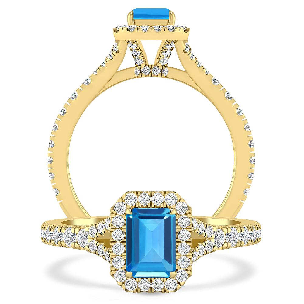 Yellow Gold - Blue Topaz