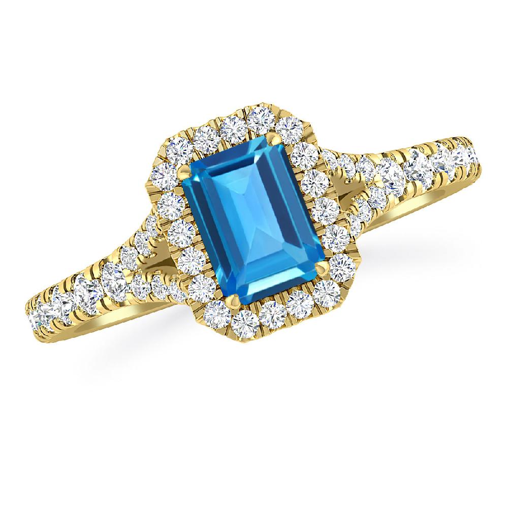 Yellow Gold - Blue Topaz