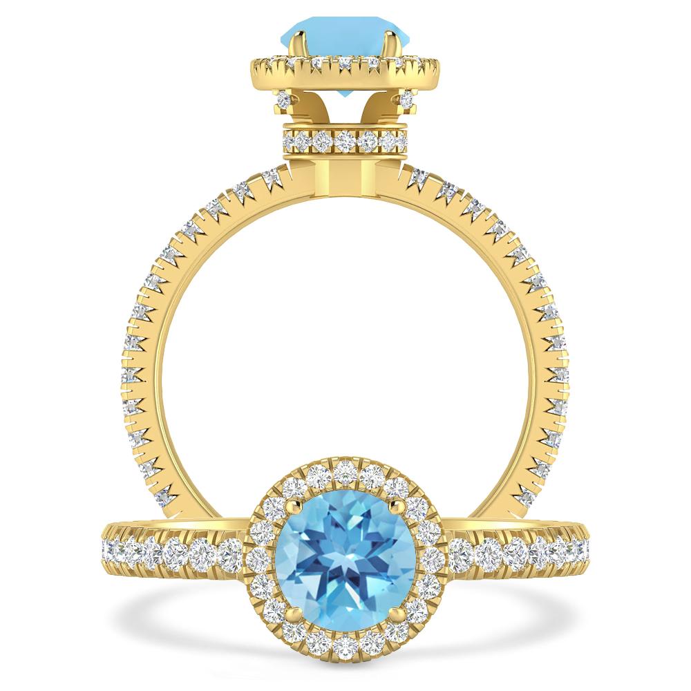 Yellow Gold - Blue Topaz