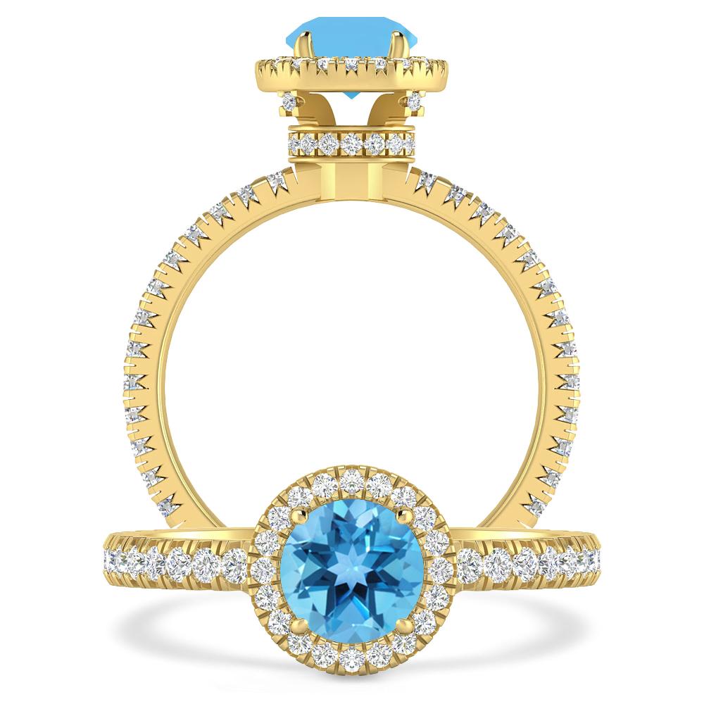 Yellow Gold - Blue Topaz