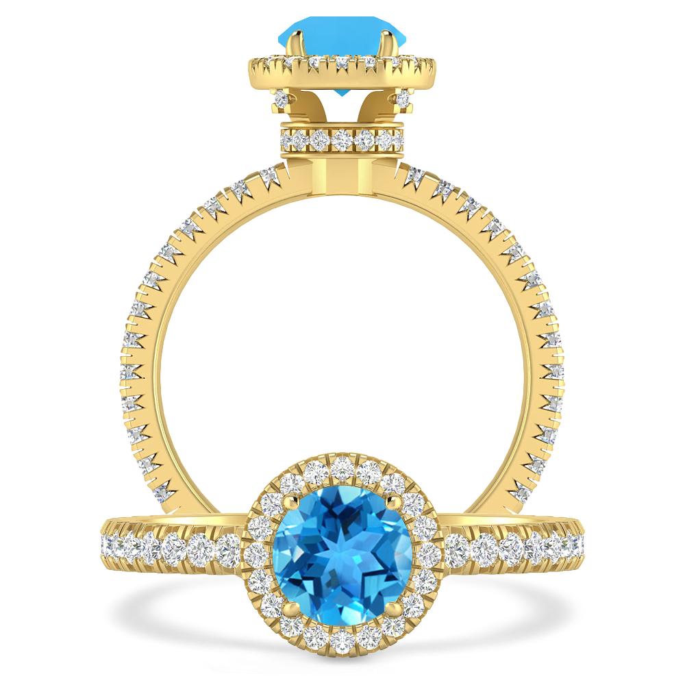 Yellow Gold - Blue Topaz
