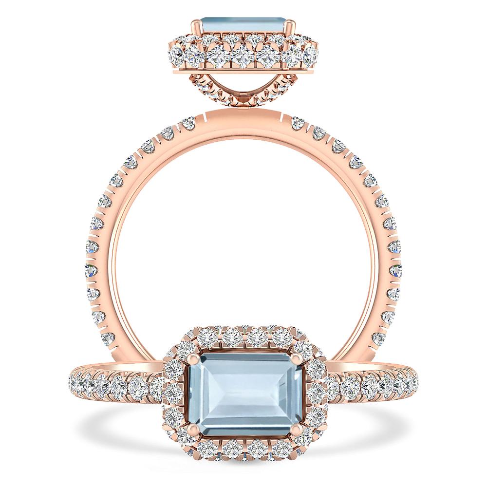 Rose Gold - Aquamarine
