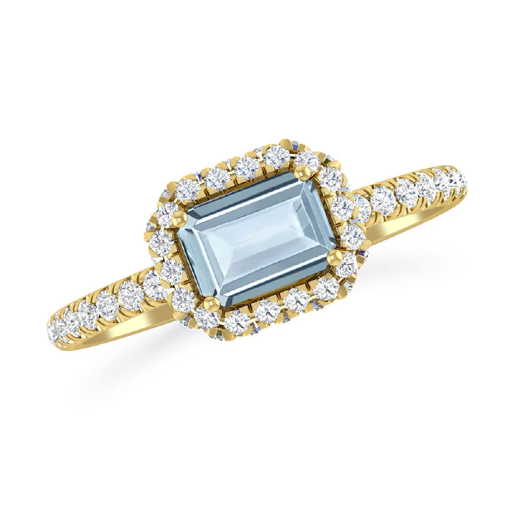 Yellow Gold - Aquamarine