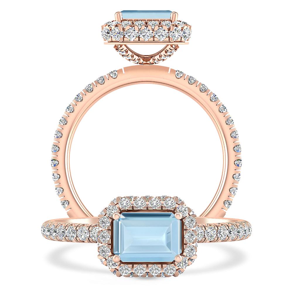 Rose Gold - Aquamarine