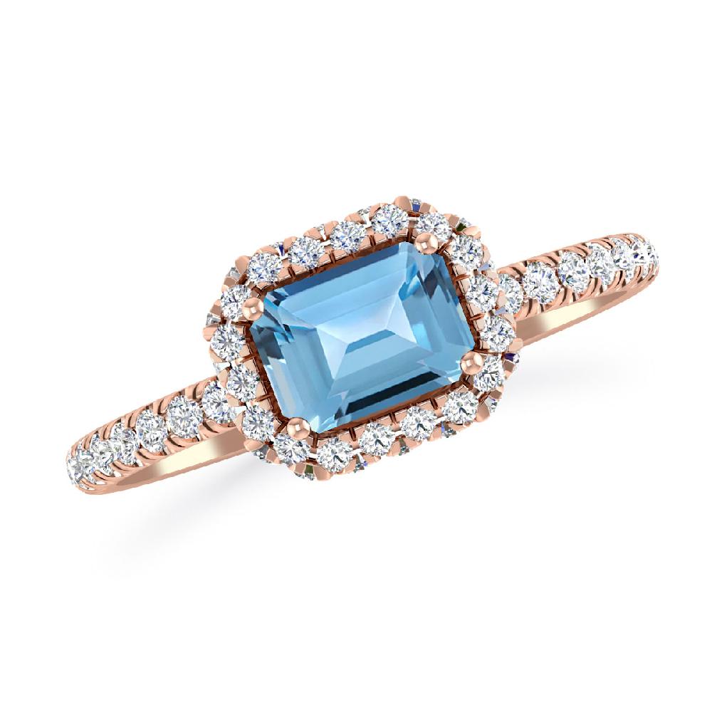 Rose Gold - Blue Topaz