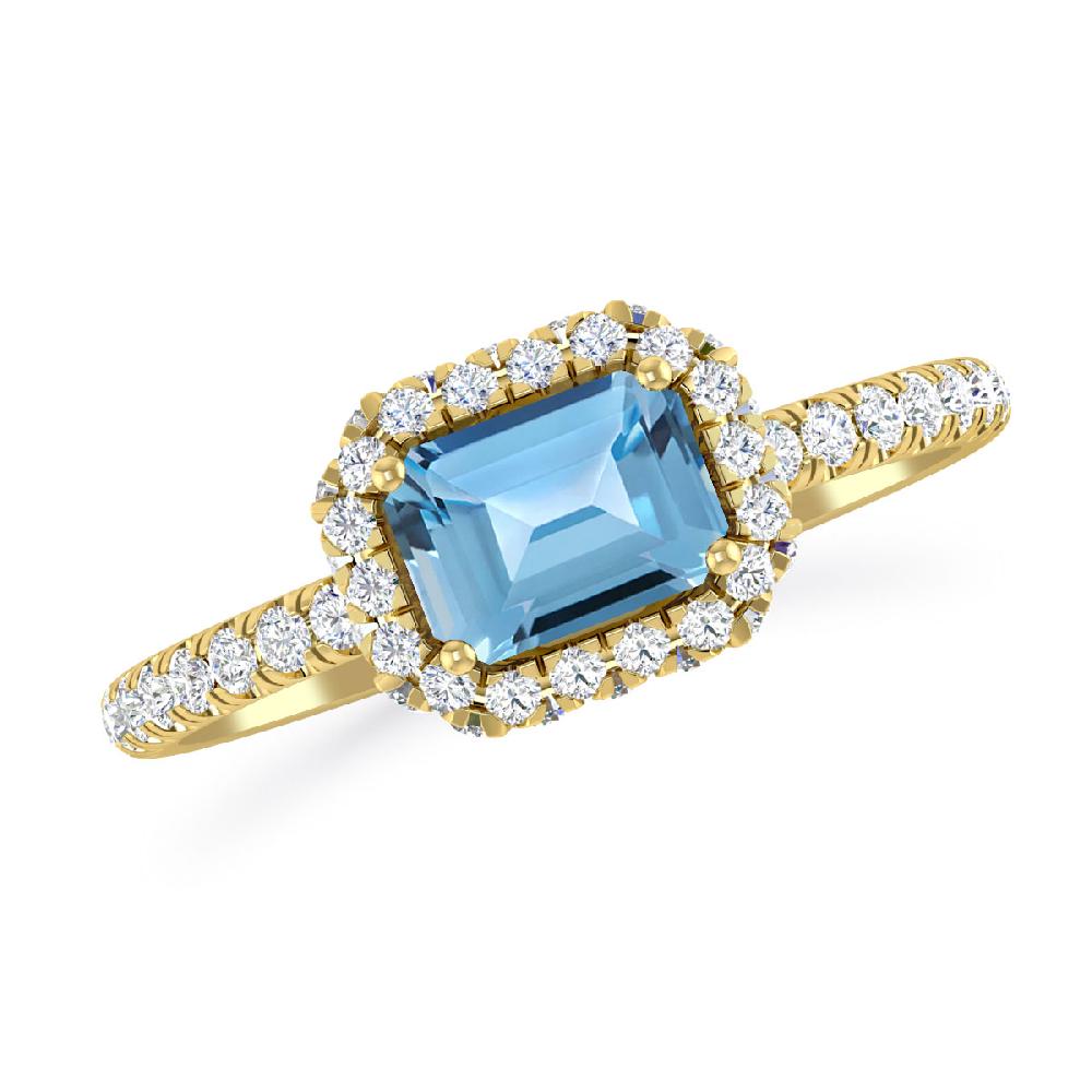 Yellow Gold - Blue Topaz