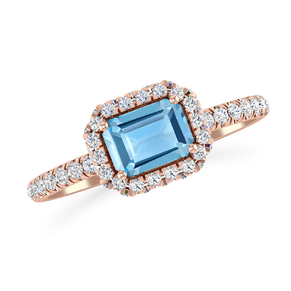 Rose Gold - Blue Topaz