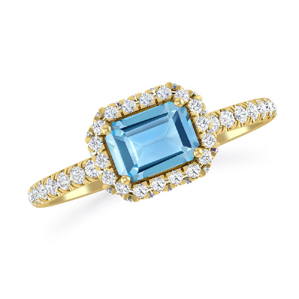 Yellow Gold - Blue Topaz