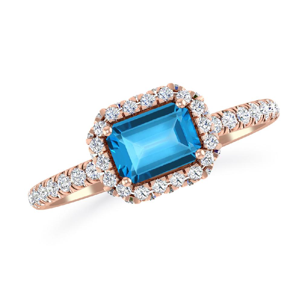 Rose Gold - Blue Topaz