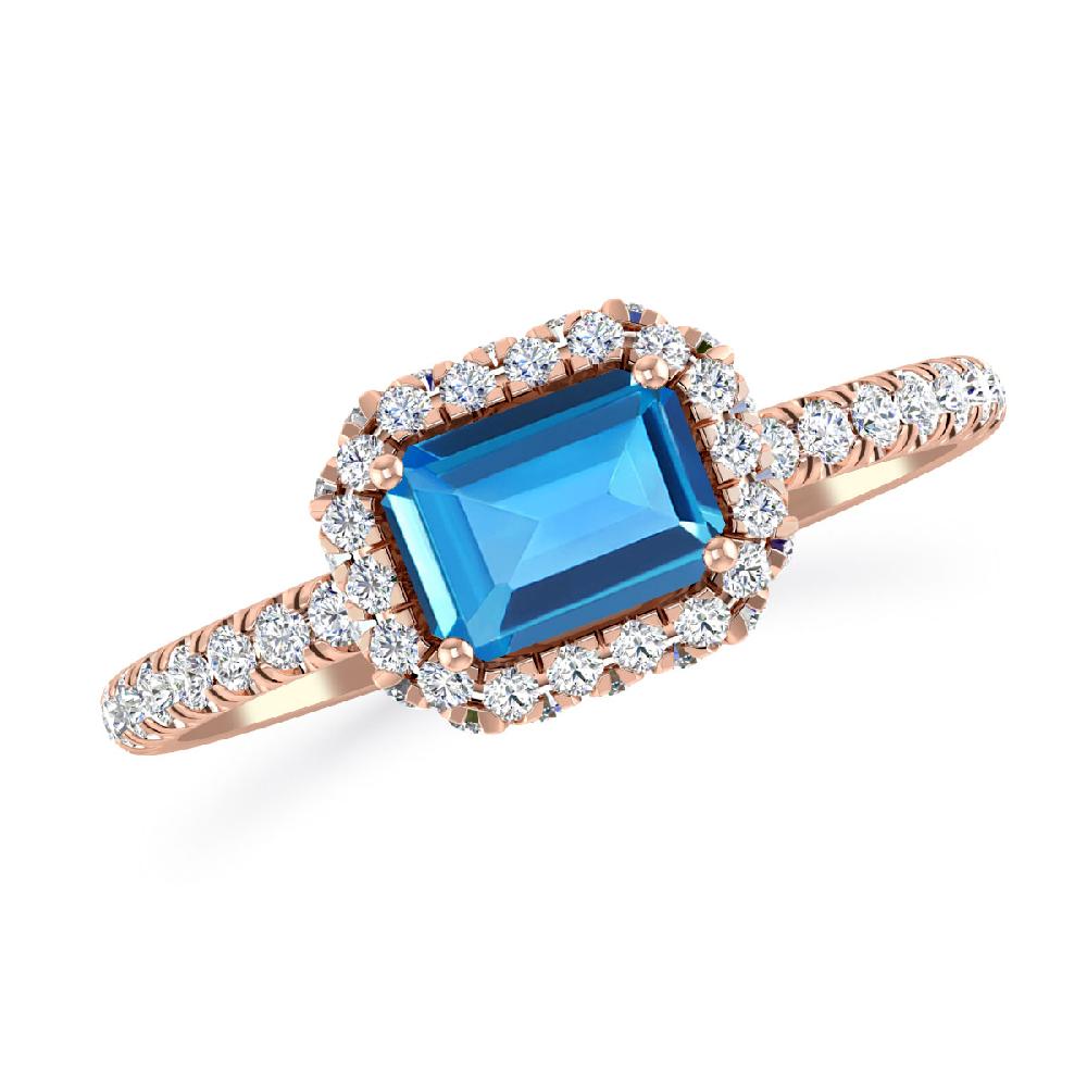 Rose Gold - Blue Topaz