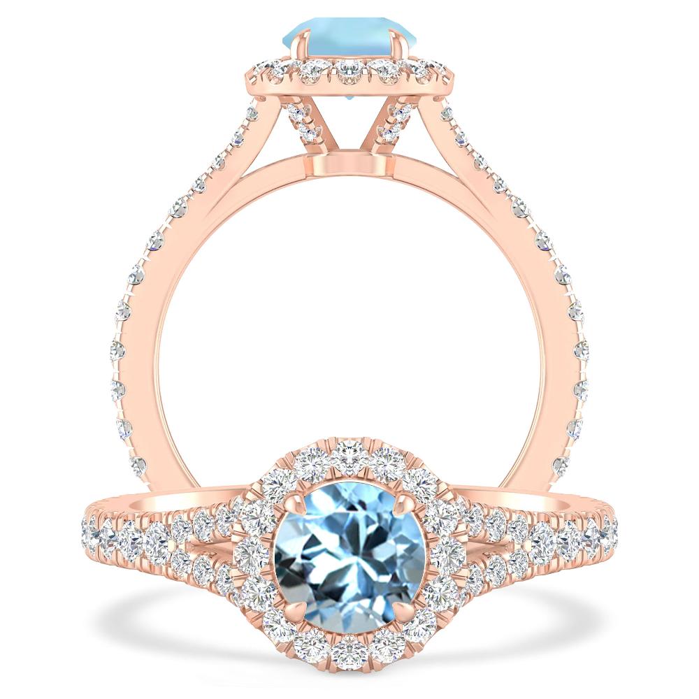 Rose Gold - Aquamarine