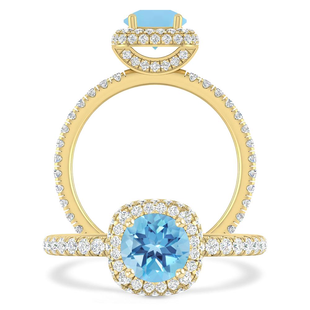 Yellow Gold - Blue Topaz