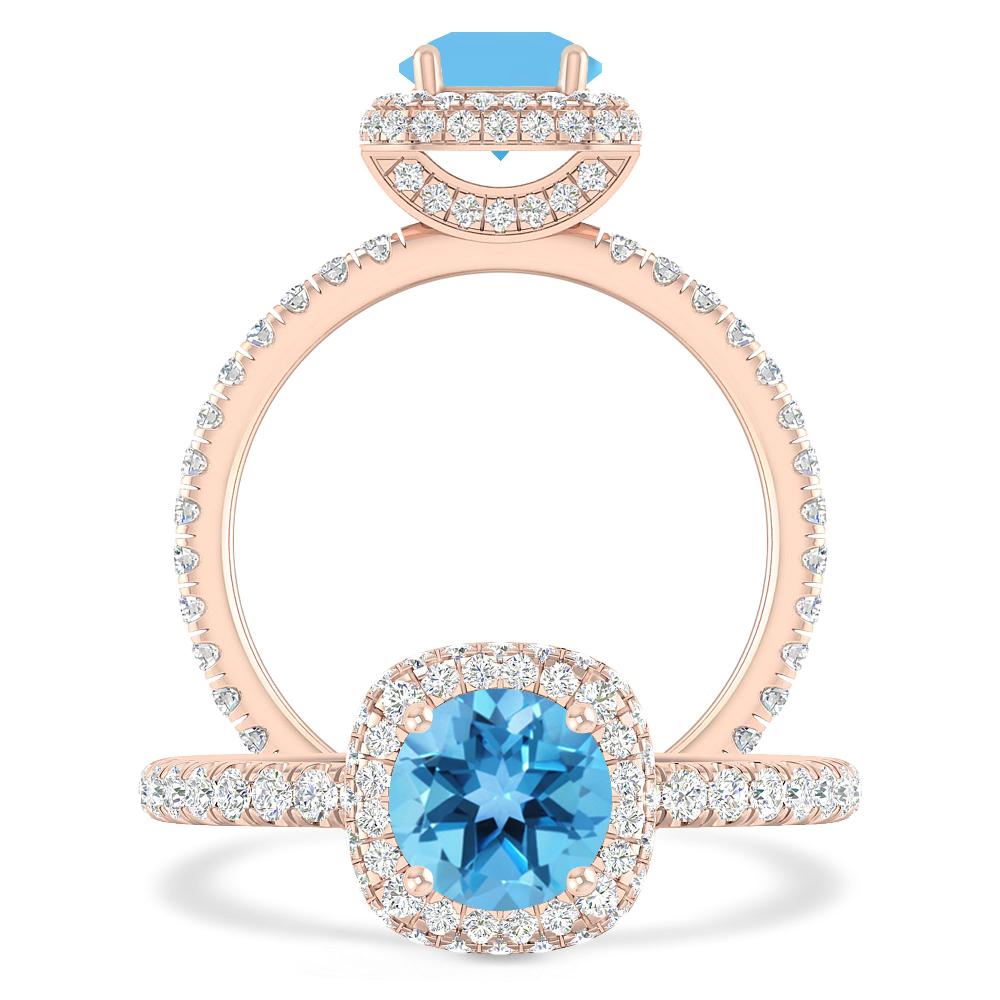 Rose Gold - Blue Topaz