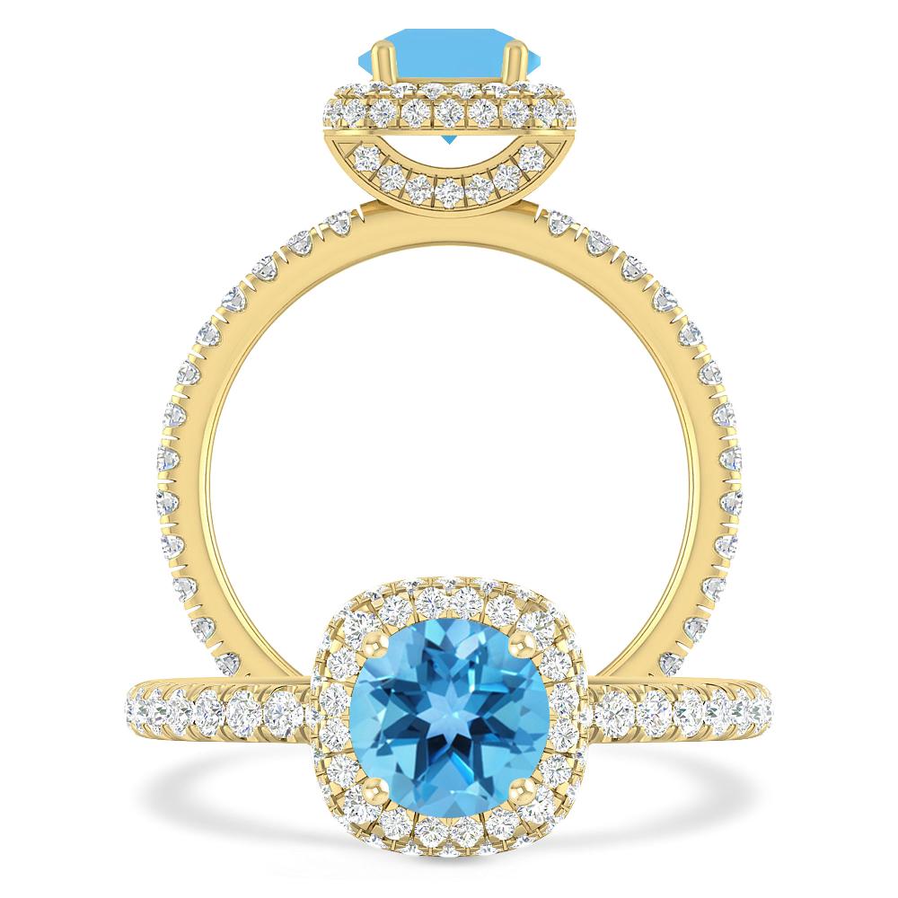 Yellow Gold - Blue Topaz