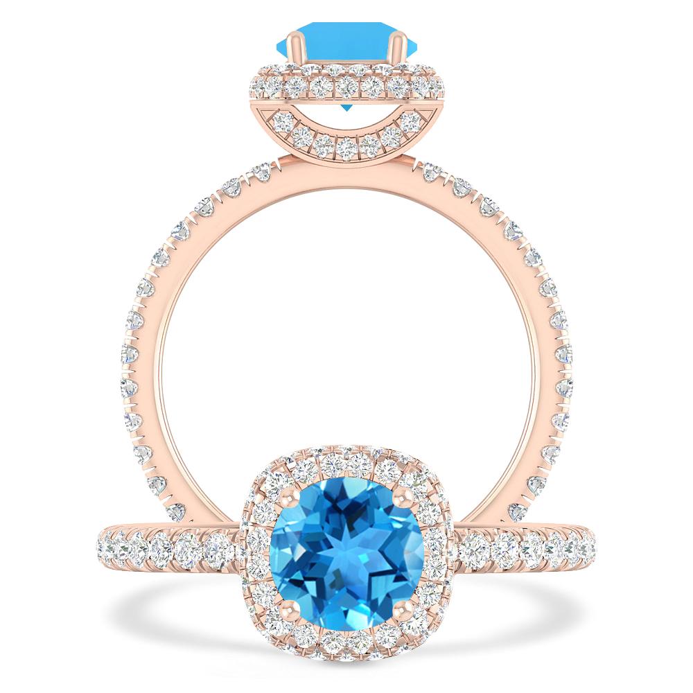 Rose Gold - Blue Topaz