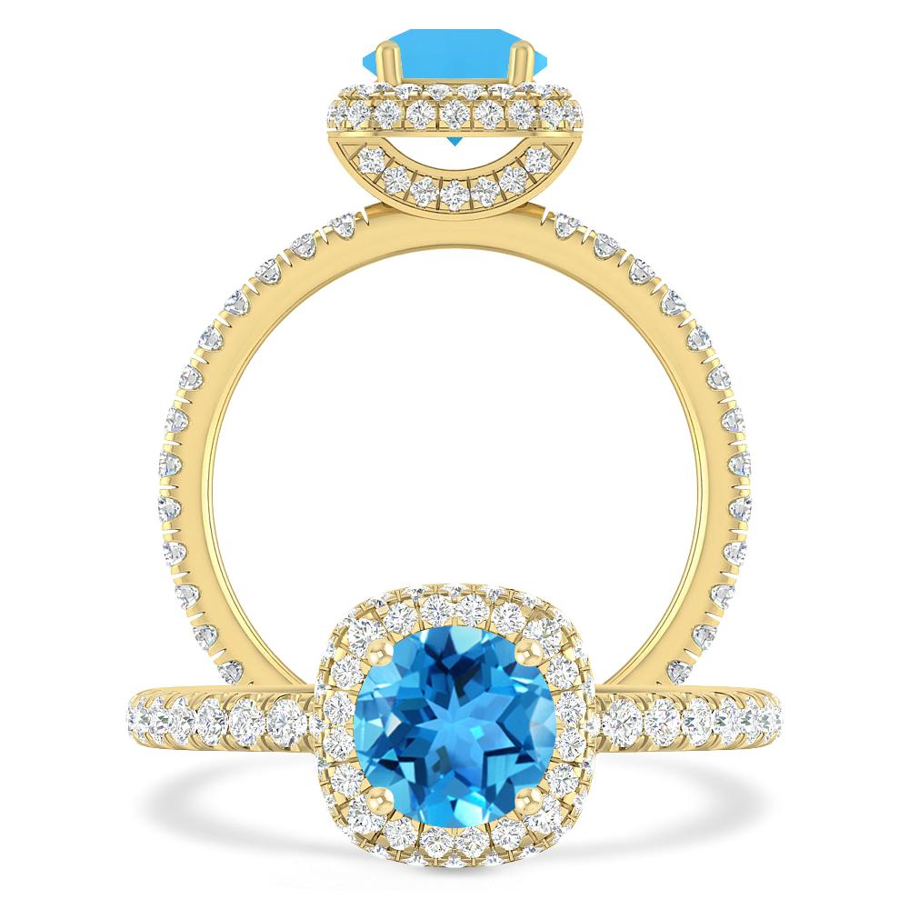 Yellow Gold - Blue Topaz