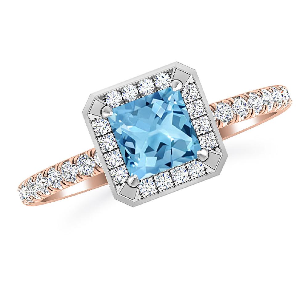 Rose Gold - Blue Topaz