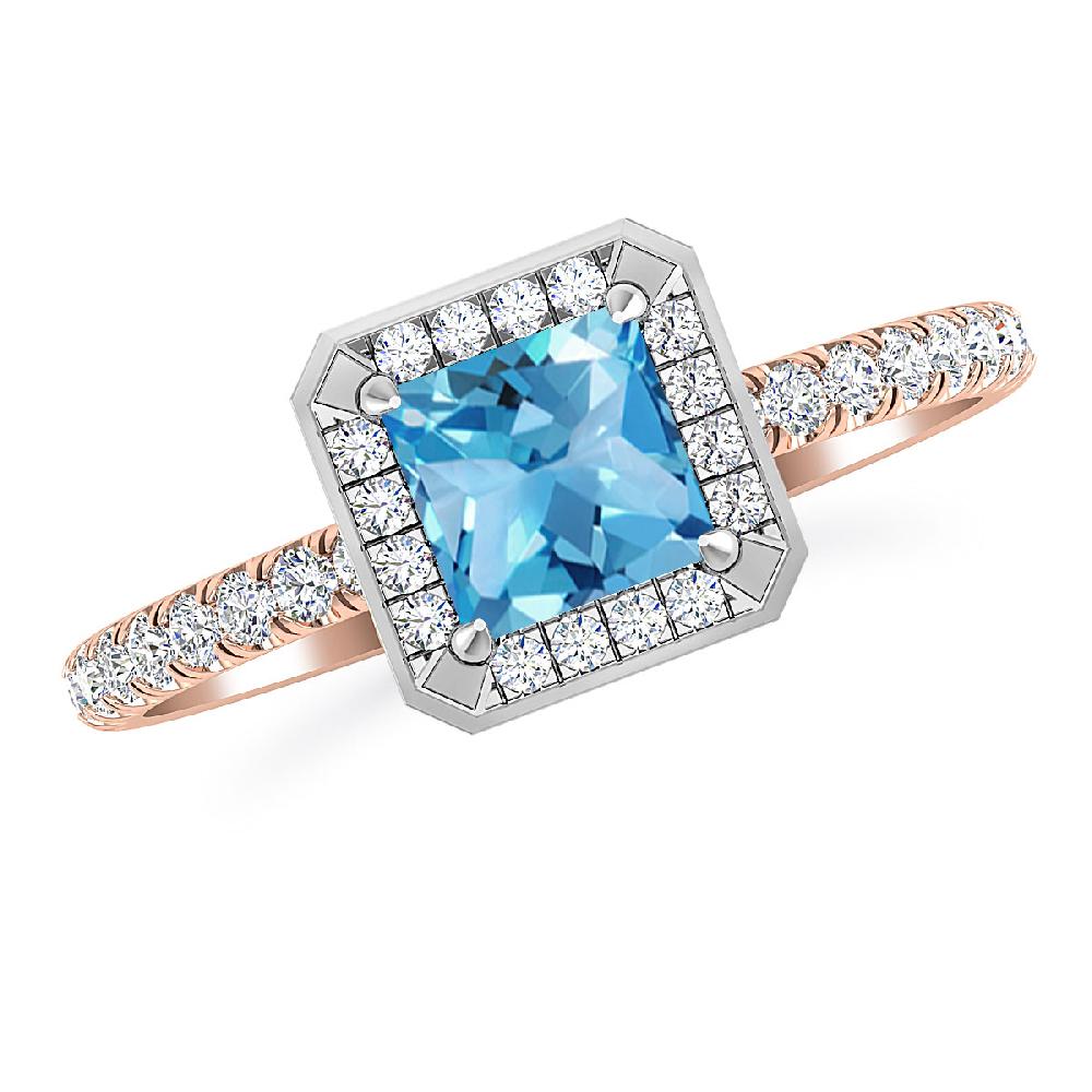 Rose Gold - Blue Topaz