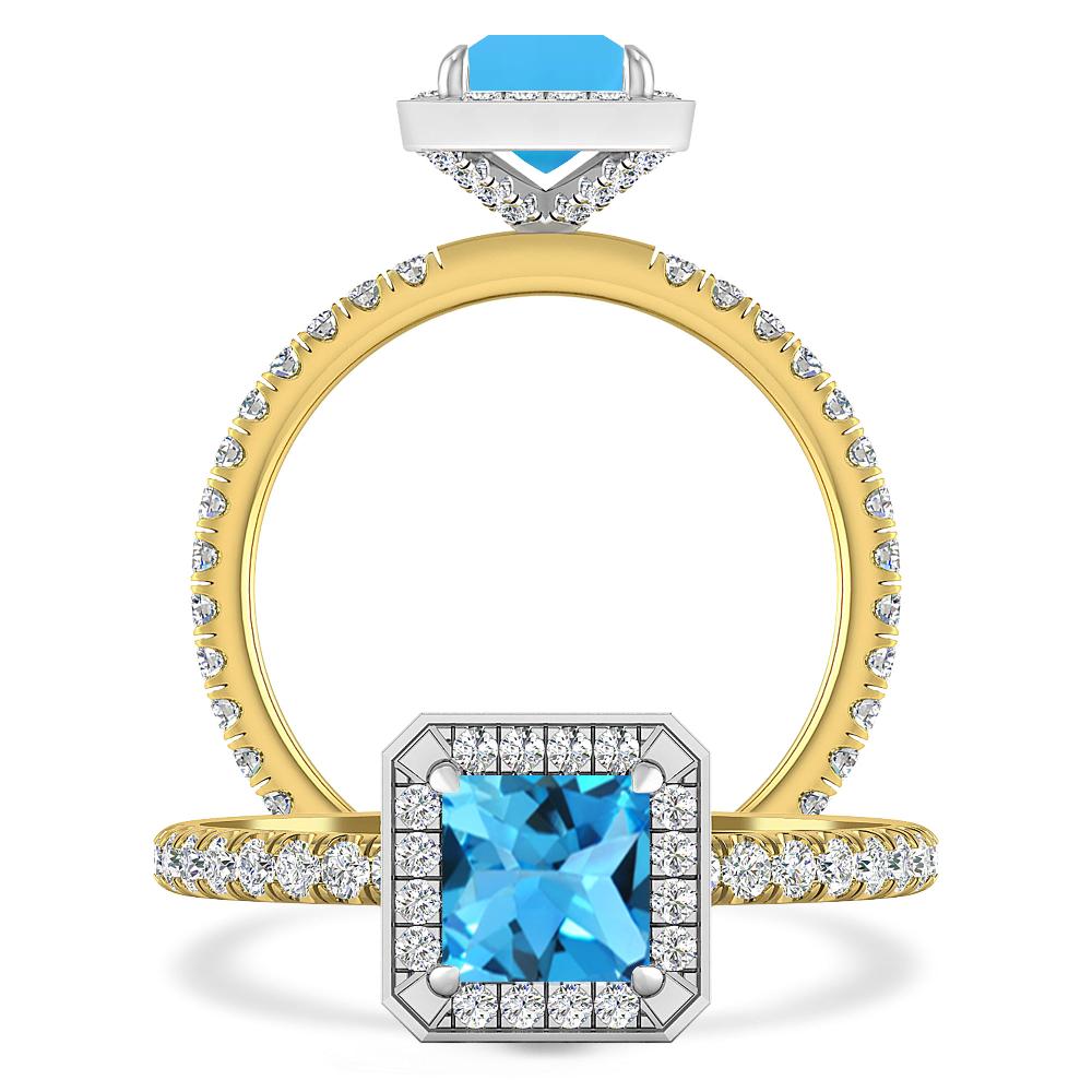 Yellow Gold - Blue Topaz