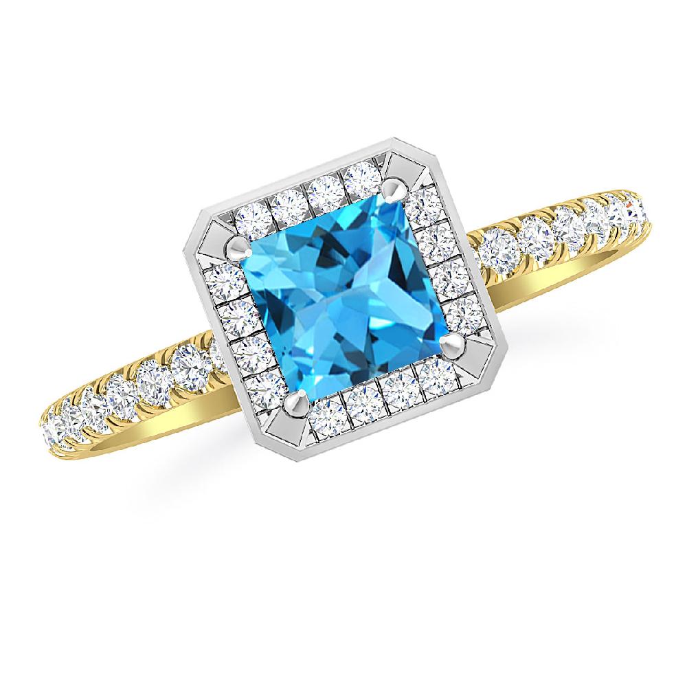 Yellow Gold - Blue Topaz