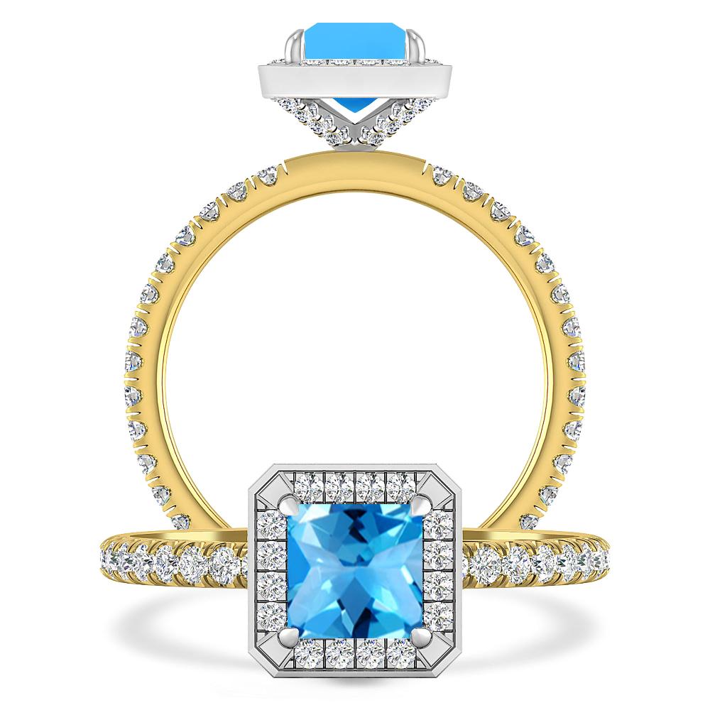 Yellow Gold - Blue Topaz