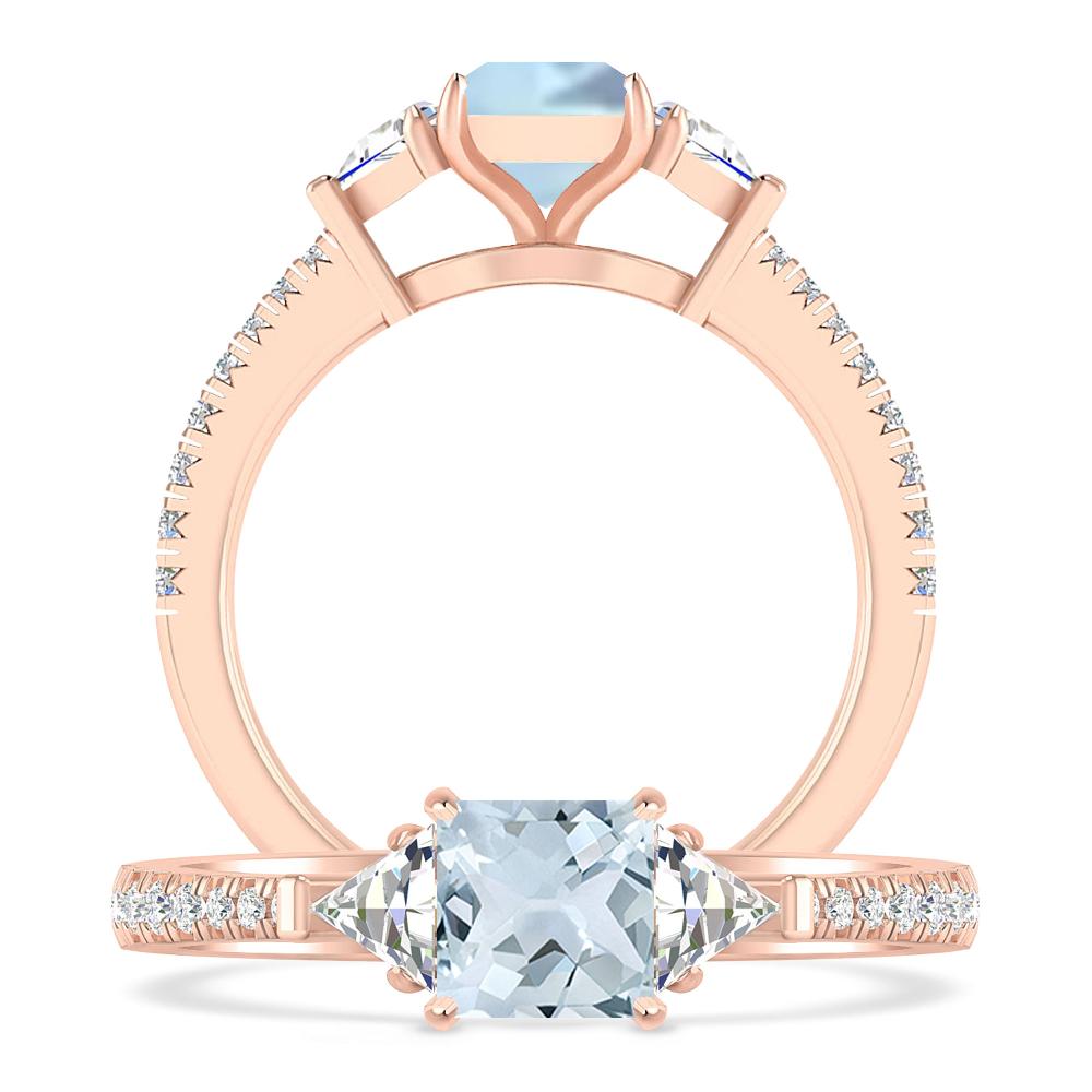 Rose Gold - Aquamarine