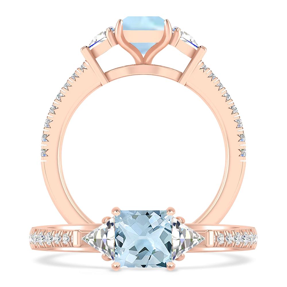 Rose Gold - Aquamarine