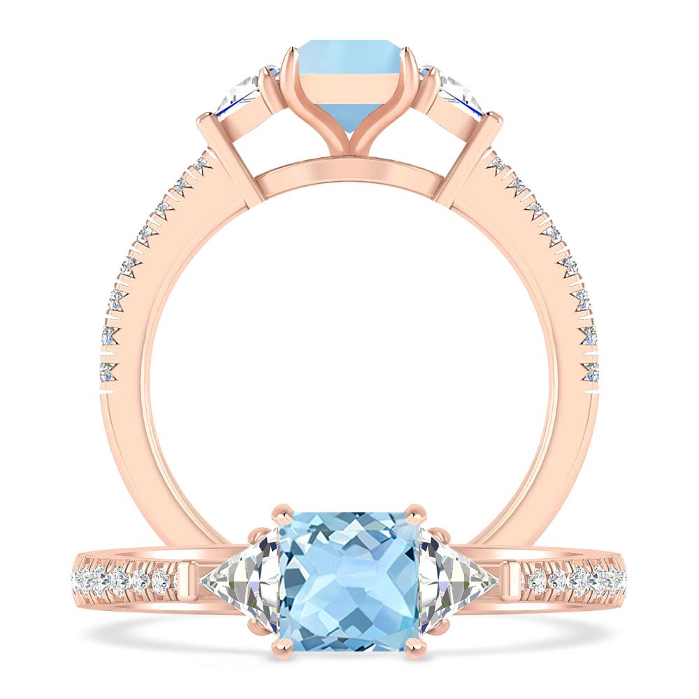 Rose Gold - Aquamarine
