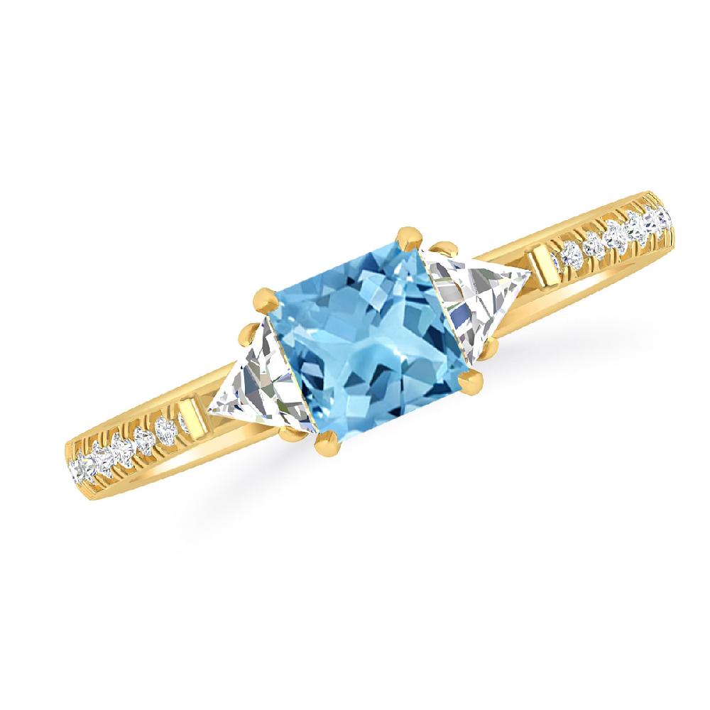 Yellow Gold - Blue Topaz