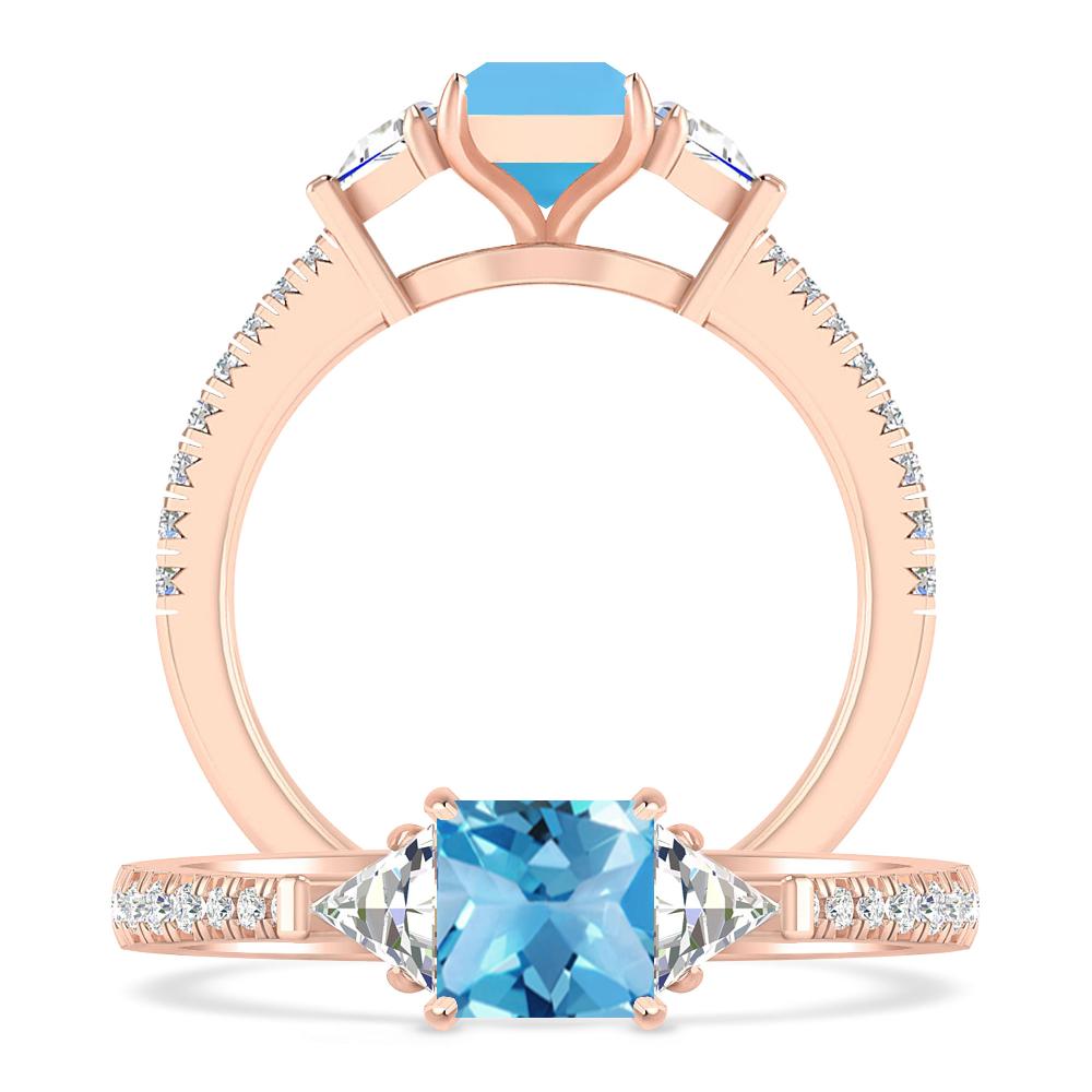 Rose Gold - Blue Topaz