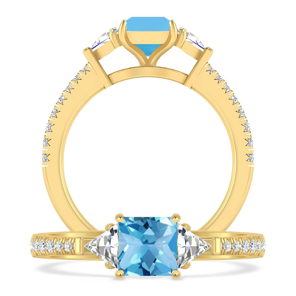 Yellow Gold - Blue Topaz