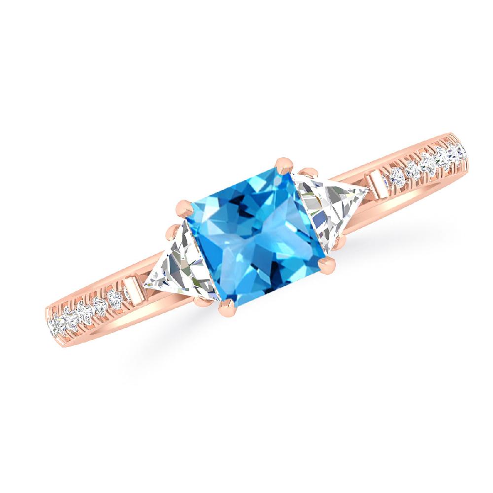 Rose Gold - Blue Topaz