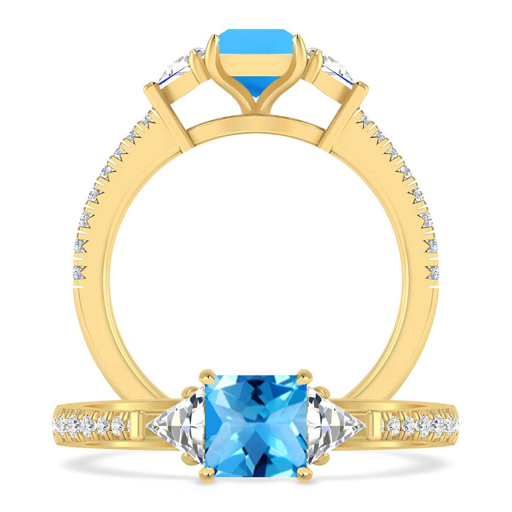 Yellow Gold - Blue Topaz