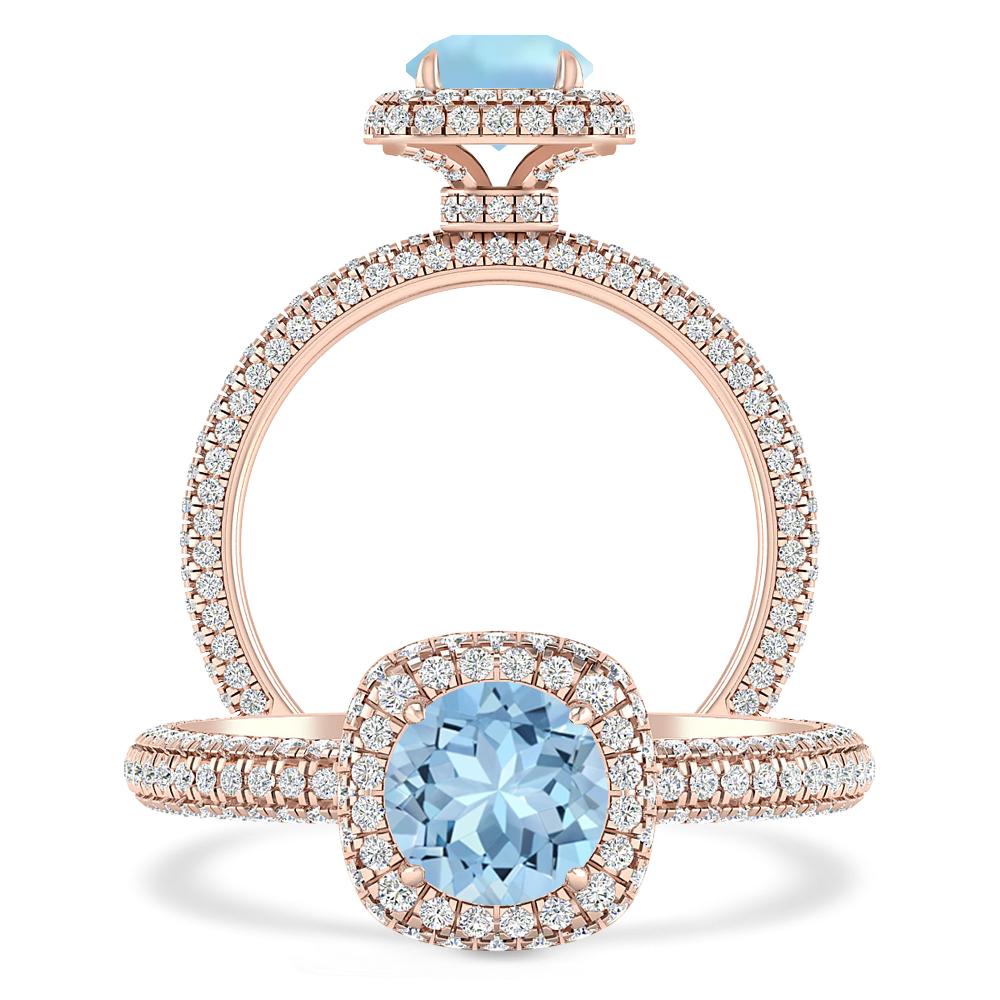 Rose Gold - Aquamarine