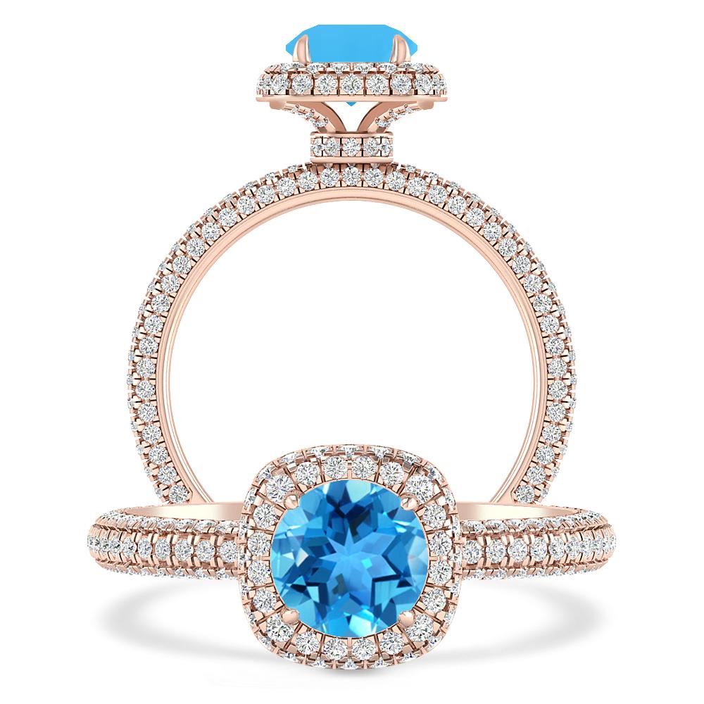 Rose Gold - Blue Topaz