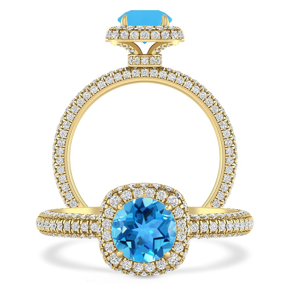 Yellow Gold - Blue Topaz