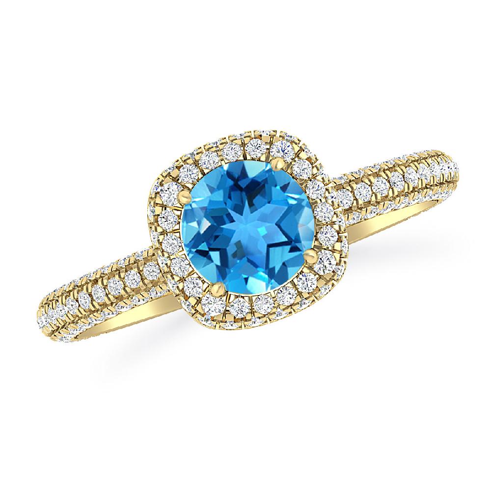 Yellow Gold - Blue Topaz