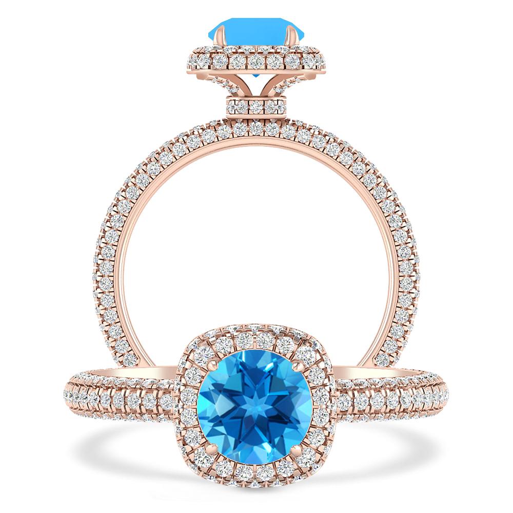Rose Gold - Blue Topaz