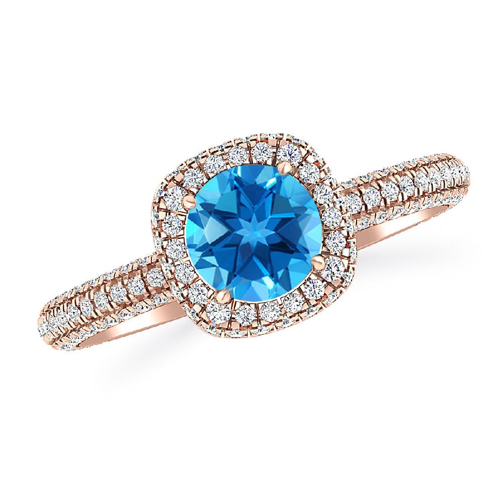 Rose Gold - Blue Topaz