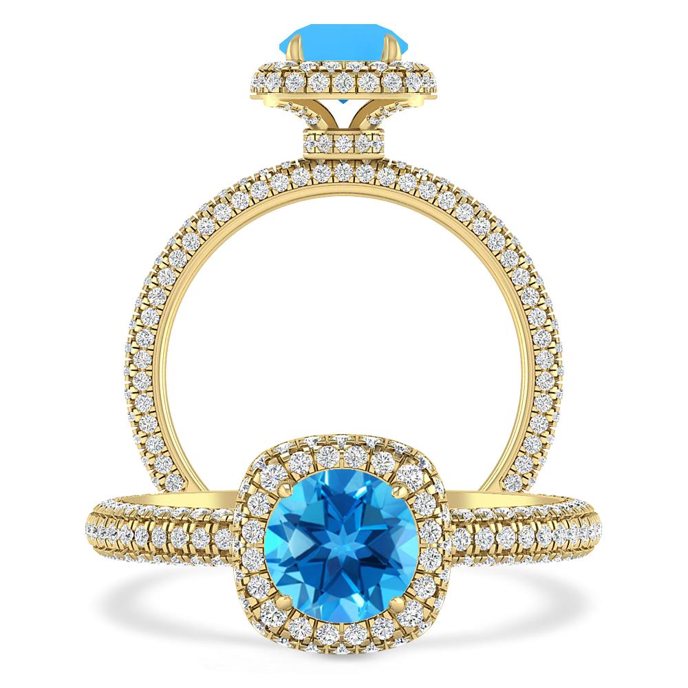 Yellow Gold - Blue Topaz