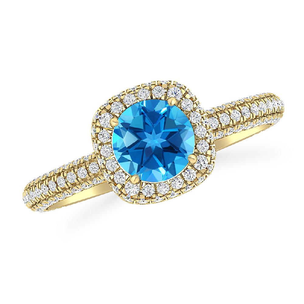 Yellow Gold - Blue Topaz