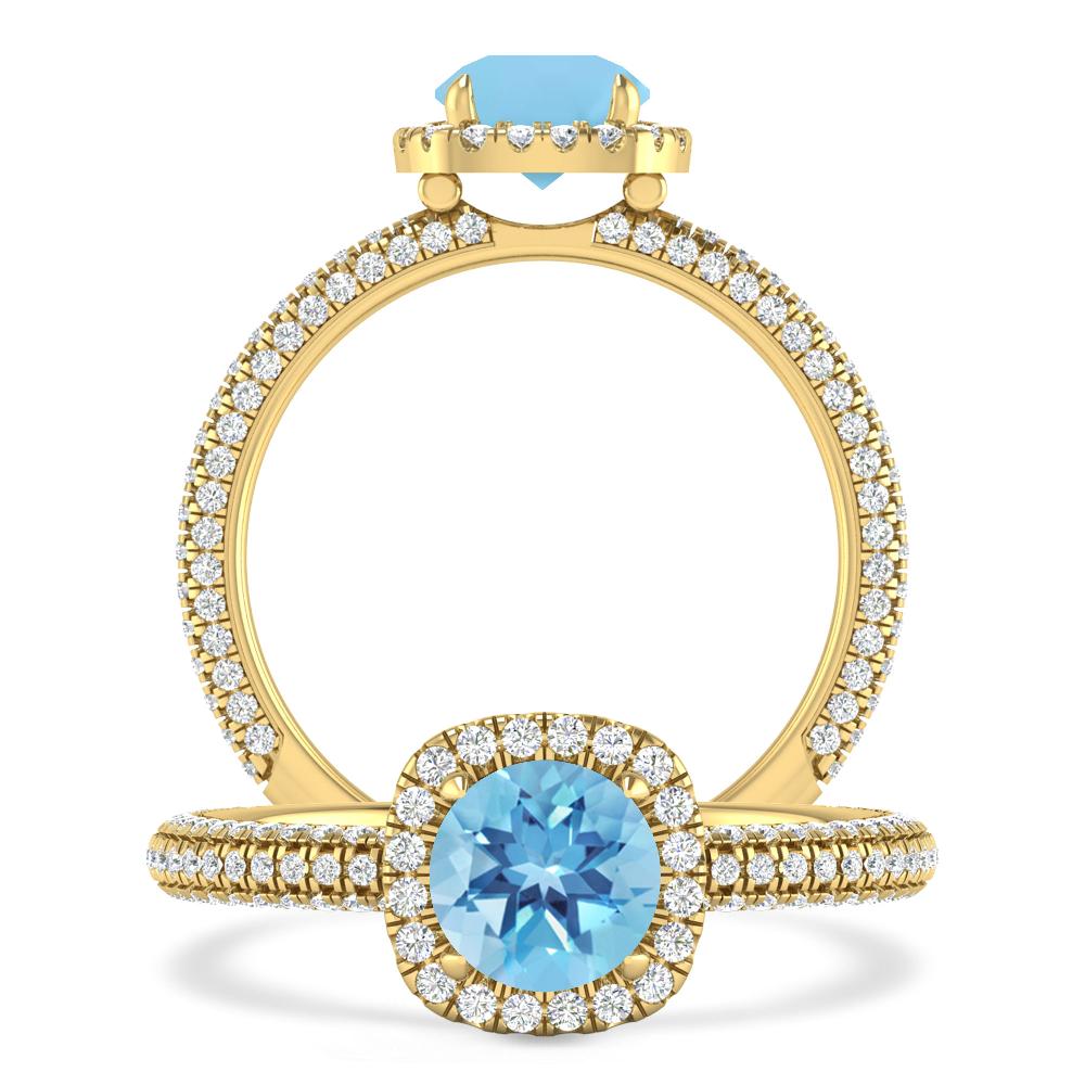 Yellow Gold - Blue Topaz