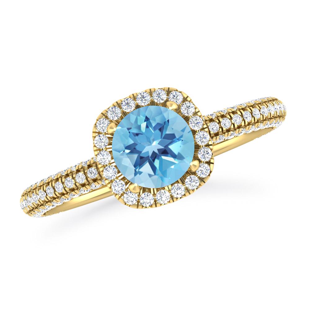 Yellow Gold - Blue Topaz