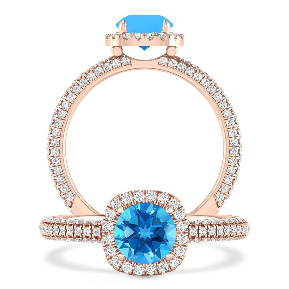 Rose Gold - Blue Topaz